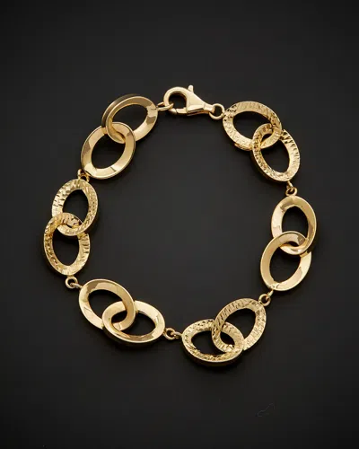 ITALIAN GOLD 14K ITALIAN GOLD POLISHED & DIAMOND-CUT DOUBLE INTERLOCKING OVAL BRACELET