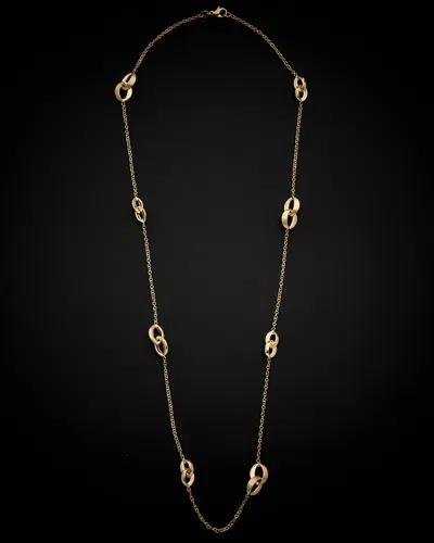ITALIAN GOLD 14K ITALIAN GOLD POLISHED SATIN LINK STATION NECKLACE