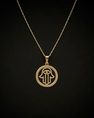 ITALIAN GOLD 14K ITALIAN GOLD ROUND HAMSA NECKLACE