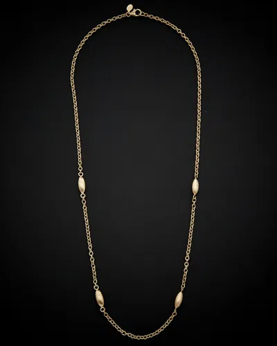 ITALIAN GOLD 14K ITALIAN GOLD SATIN OVAL BEAD STATION NECKLACE