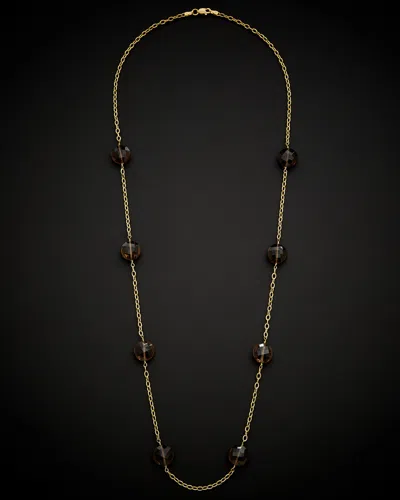 ITALIAN GOLD 14K ITALIAN GOLD SMOKEY QUARTZ NECKLACE