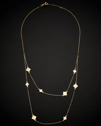 ITALIAN GOLD 14K ITALIAN GOLD SQUARE STATION LAYERED NECKLACE