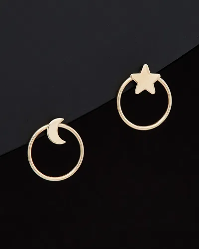 ITALIAN GOLD 14K ITALIAN GOLD STAR AND MOON MISMATCHED STUD EARRING