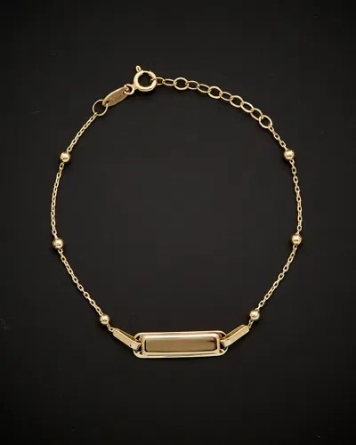 ITALIAN GOLD 14K ITALIAN GOLD STATION BEAD ADJUSTABLE BABY ID BRACELET