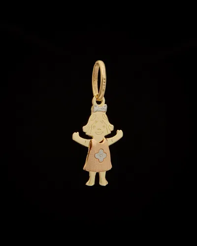 ITALIAN GOLD 14K ITALIAN GOLD TRI-TONE GIRL PENDANT