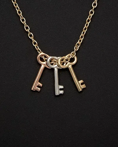 ITALIAN GOLD 14K ITALIAN GOLD TRI-TONE KEY NECKLACE