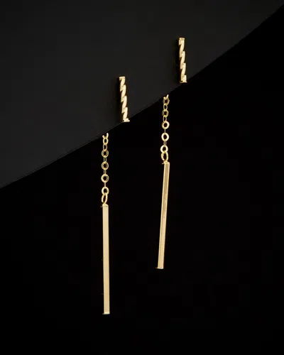 ITALIAN GOLD 14K ITALIAN GOLD TWISTED & POLISHED BAR FRONT-BACK EARRINGS