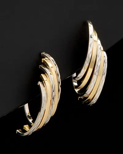 ITALIAN GOLD 14K ITALIAN GOLD TWO-TONE 5-ROW FANCY HOOPS