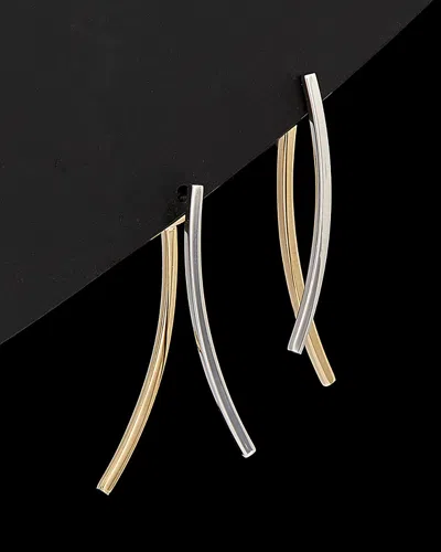 ITALIAN GOLD 14K ITALIAN GOLD TWO-TONE CURVED BAR EARRINGS