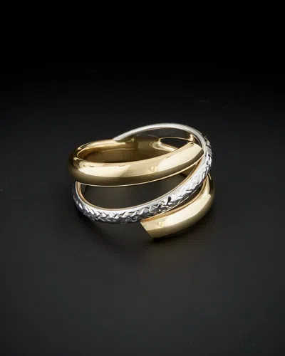 ITALIAN GOLD 14K ITALIAN GOLD TWO-TONE CUT BYPASS RING