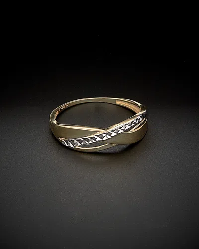 ITALIAN GOLD 14K ITALIAN GOLD TWO-TONE DIAMOND CUT TRIPLE HIGHWAY RING