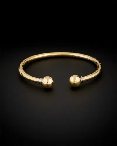 ITALIAN GOLD 14K ITALIAN GOLD TWO-TONE DOUBLE BALL OPEN CUFF