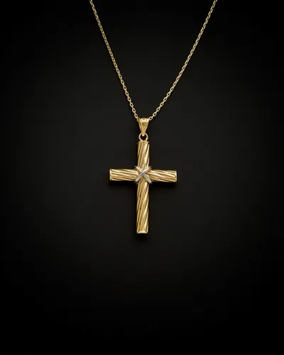 ITALIAN GOLD 14K ITALIAN GOLD TWO-TONE FANCY CROSS NECKLACE