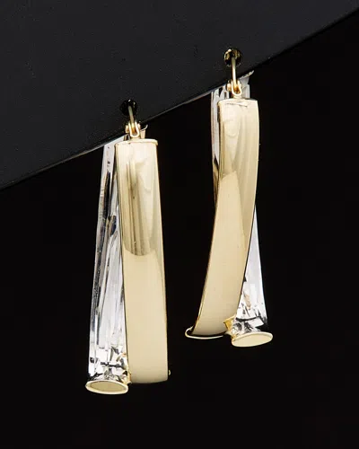 ITALIAN GOLD 14K ITALIAN GOLD TWO-TONE FANCY OVAL HOOPS