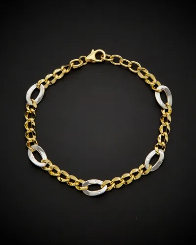 ITALIAN GOLD 14K ITALIAN GOLD TWO-TONE FIGARO BRACELET