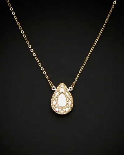 ITALIAN GOLD 14K ITALIAN GOLD TWO-TONE FILIGREE MIRRORED TEARDROP ADJUSTABLE NECKLACE