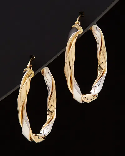 ITALIAN GOLD 14K ITALIAN GOLD TWO-TONE INTERTWINED HOOPS