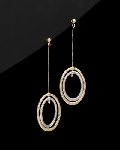 ITALIAN GOLD 14K ITALIAN GOLD TWO-TONE OVAL DROP EARRINGS
