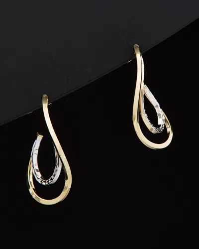 ITALIAN GOLD 14K ITALIAN GOLD TWO-TONE POLISHED & DIAMOND CUT GRADUATED DOUBLE OPEN HOOPS