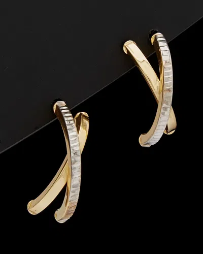 ITALIAN GOLD 14K ITALIAN GOLD TWO-TONE POST EARRINGS