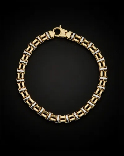 ITALIAN GOLD 14K ITALIAN GOLD TWO-TONE RAILROAD BRACELET