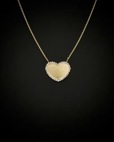 ITALIAN GOLD 14K ITALIAN GOLD TWO-TONE RIMMED SATIN HEART NECKLACE