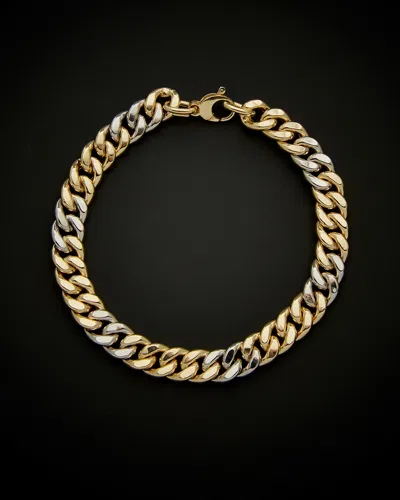 ITALIAN GOLD 14K ITALIAN GOLD TWO-TONE SEMI-SOLID CURB LINK BRACELET