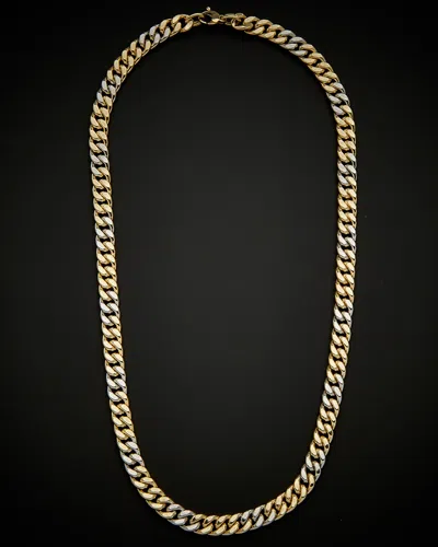 ITALIAN GOLD 14K ITALIAN GOLD TWO-TONE SEMI-SOLID CURB LINK NECKLACE