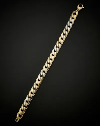ITALIAN GOLD 14K ITALIAN GOLD TWO-TONE SEMI-SOLID MIAMI CUBAN CURB LINK BRACELET