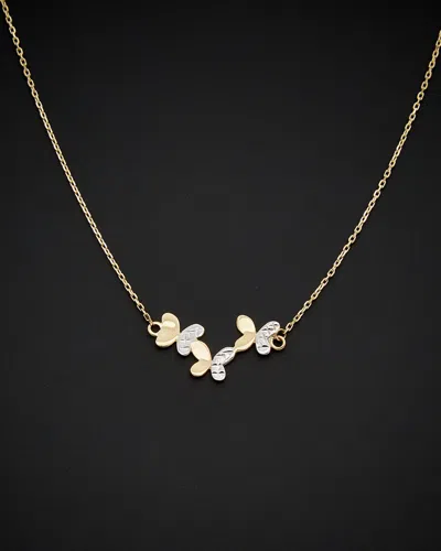 ITALIAN GOLD 14K ITALIAN GOLD TWO-TONE TRIPLE BUTTERFLY ADJUSTABLE NECKLACE