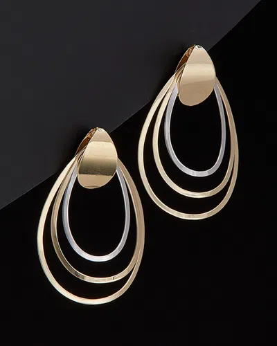 ITALIAN GOLD 14K ITALIAN GOLD TWO-TONE TRIPLE GRADUATED OVAL DROP EARRINGS