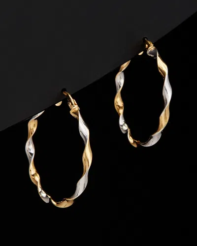 ITALIAN GOLD 14K ITALIAN GOLD TWO-TONE TUBE TWISTED HOOPS
