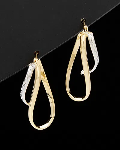 ITALIAN GOLD 14K ITALIAN GOLD TWO-TONE TWISTED HOOPS
