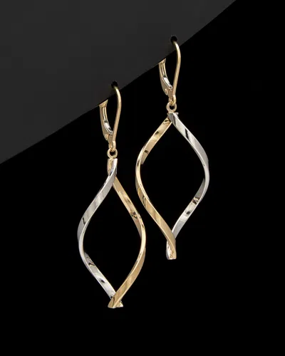 ITALIAN GOLD 14K ITALIAN GOLD TWO-TONE TWISTED MARQUISE EARRINGS