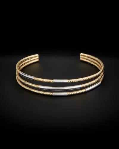 ITALIAN GOLD 14K ITALIAN GOLD TWO-TONE TWISTED TRIPLE CUFF