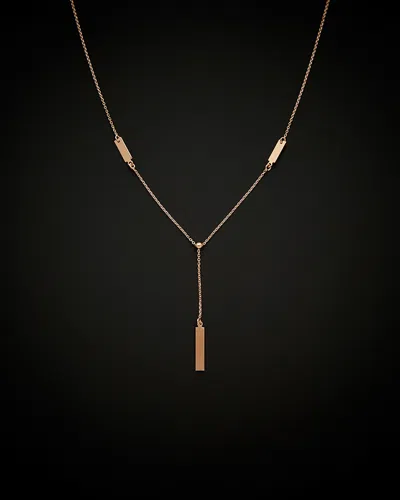 ITALIAN GOLD 14K ITALIAN ROSE GOLD BAR DROP ADJUSTABLE NECKLACE