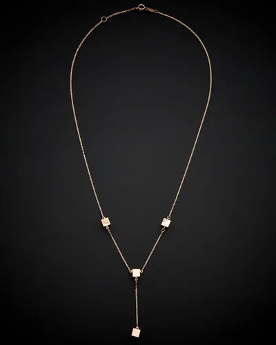 ITALIAN GOLD 14K ITALIAN ROSE GOLD CUBE LARIAT NECKLACE