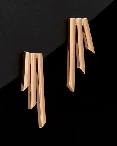 ITALIAN GOLD 14K ITALIAN ROSE GOLD GRADUATED TRIPLE BAR EARRINGS