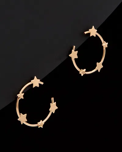 ITALIAN GOLD 14K ITALIAN ROSE GOLD MULTI STAR OPEN CIRCLE EARRINGS