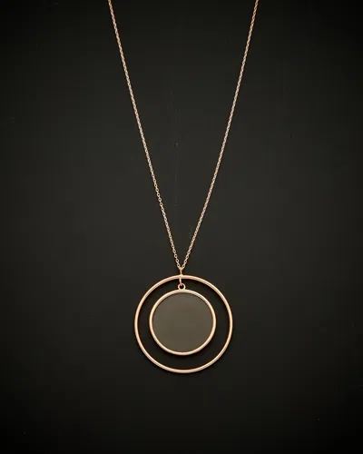 ITALIAN GOLD 14K ITALIAN ROSE GOLD SMOKY QUARTZ PENDANT NECKLACE