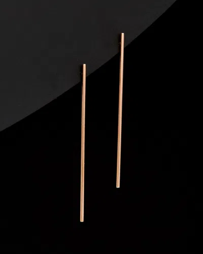ITALIAN GOLD 14K ITALIAN ROSE GOLD THIN BAR EARRINGS