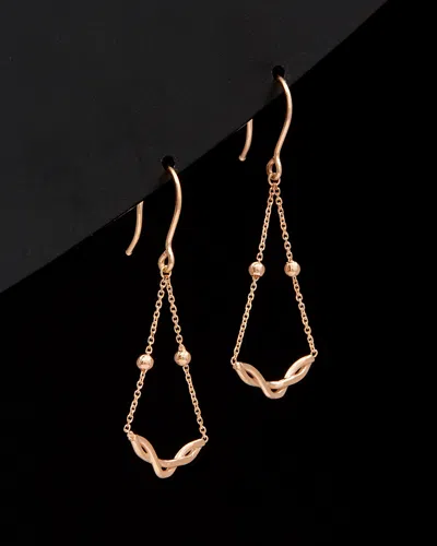 ITALIAN GOLD 14K ITALIAN ROSE GOLD TWIST DANGLE EARRINGS