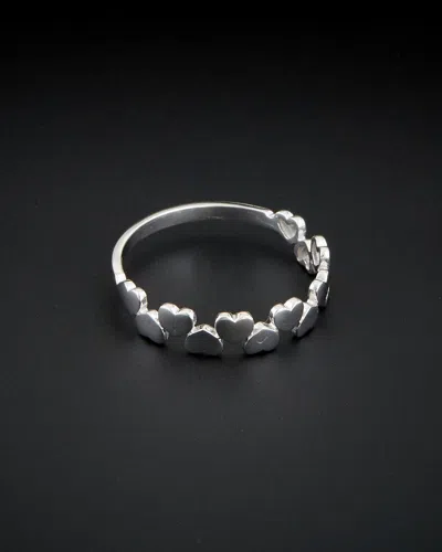 ITALIAN GOLD 14K ITALIAN WHITE GOLD HEARTS RING