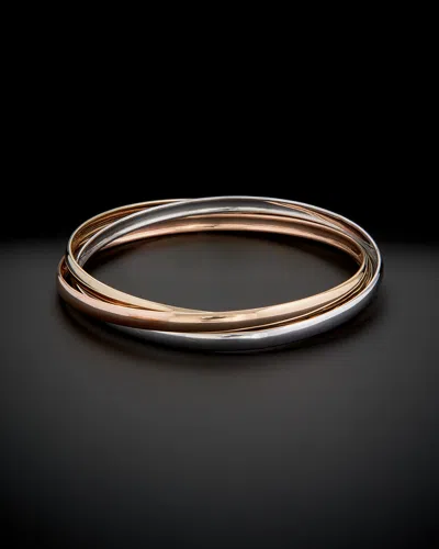 ITALIAN ROSE GOLD 14K ITALIAN GOLD TRI-TONE BANGLE