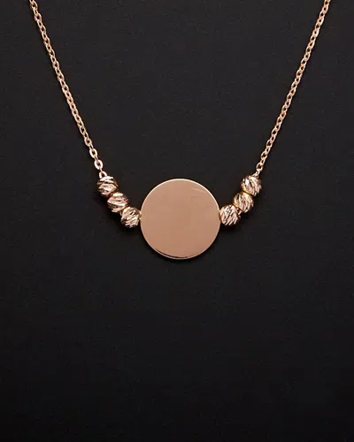 ITALIAN ROSE GOLD 14K ITALIAN ROSE GOLD BEAD & DISC NECKLACE