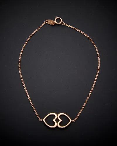 ITALIAN ROSE GOLD 14K ITALIAN ROSE GOLD DOUBLE HEART BRACELET