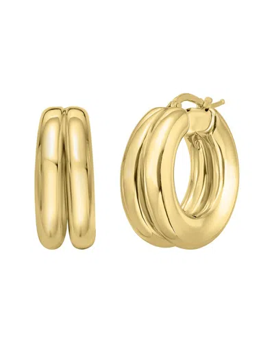 ITALIAN SILVER ITALIAN SILVER 14K PLATED SILVER HOOP EARRINGS