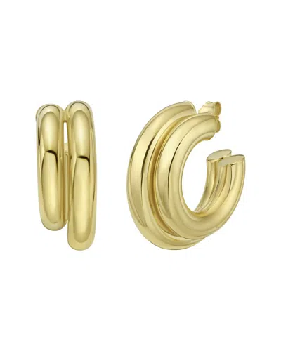 ITALIAN SILVER ITALIAN SILVER 14K PLATED SILVER HOOP EARRINGS