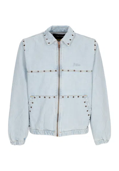 IUTER JEANS MAN RIVETS HARRINGTON DENIM JACKET LIGHT BLUE