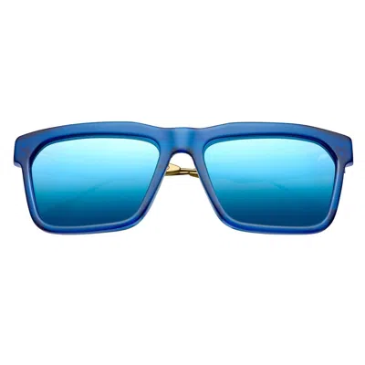 IVI VISION DEANO - ANTIQUE BRASS / PACIFIC BLUE FLASH LENS IN MATTE MIDWAY BLUE